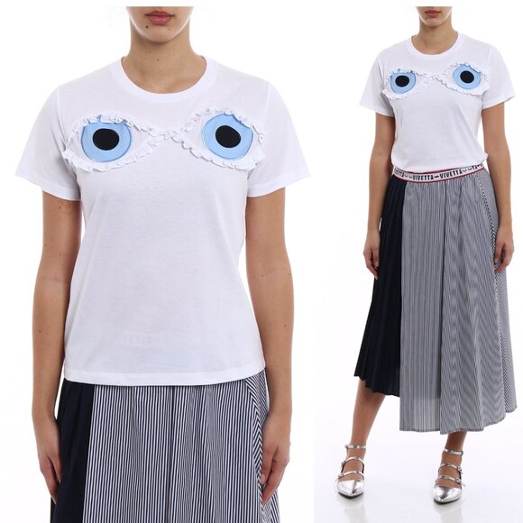 Vivetta Eyes Tee 👀 White Cotton Top – Made in Italy – Size 38 (S/M) - Picture 1 of 14